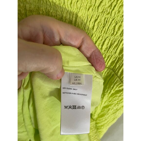 Urban Outfitters Smocked Ruffle Strap Dress M Milkmaid Farmcore Lime Green Midi - Picture 7 of 7
